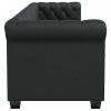 Sofa 3-osobowa w stylu Chesterfield, sztuczna skóra, czarna